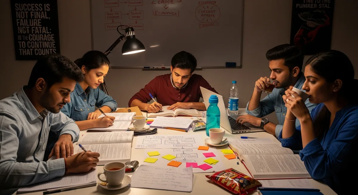 UPSC aspirants studying hard for civil services examination India